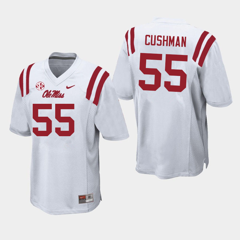 Men #55 Preston Cushman Ole Miss Rebels College Football Jerseys Sale-White